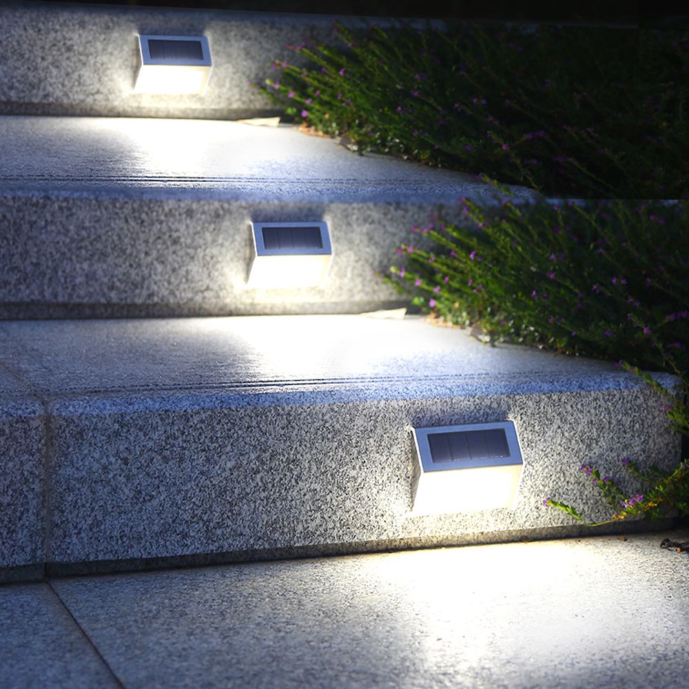 2 pcs/lot solar small stair light wall light Outdoor garden landscape decoration garden stair step wall light waterproof switch High brightness LED light 304 stainless steel +ABS+PC white light view 2